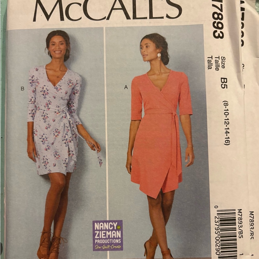 M7893 Misses & Plus Size Wrap Dress Sewing Patterns